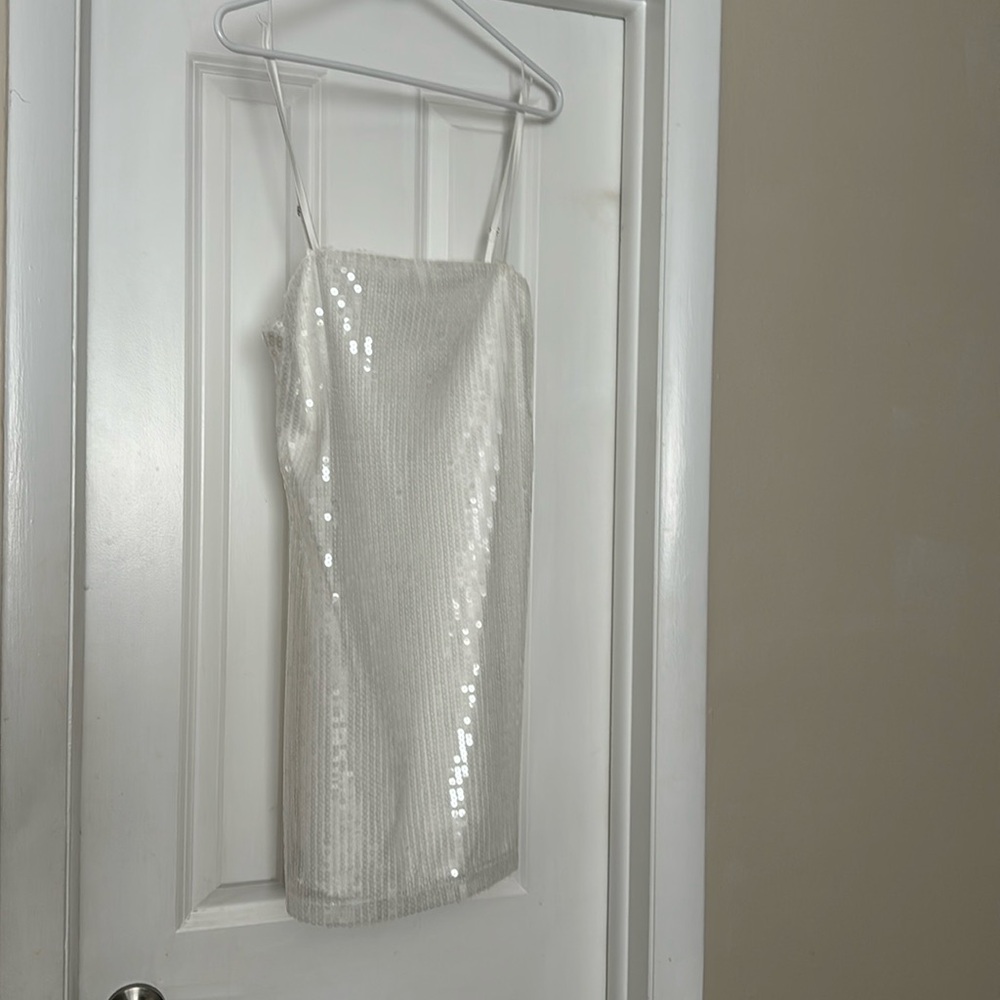 White sequins mini dress